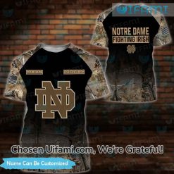 Custom Notre Dame Fighting Irish Shirt 3D Hunting Camo Best Gifts For Notre Dame Fans