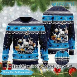 Custom Panthers Sweater Affordable Mickey Goofy Donald Carolina Panthers Gift