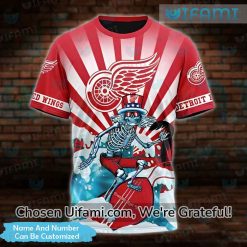 Custom Red Wings Shirt 3D Best Skeleton Detroit Red Wings Gift