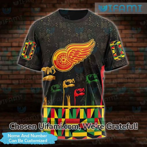 Custom Red Wings Youth Apparel 3D Black History Month Detroit Red Wings Gift
