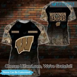 Custom University Of Wisconsin Shirts 3D Hunting Camo Wisconsin Badgers Gift