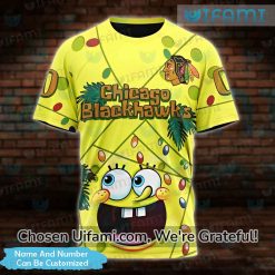 Custom Womens Blackhawks Shirt 3D Radiant SpongeBob Chicago Blackhawks Gift
