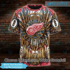 Customized Detroit Red Wings Vintage Shirt 3D Native American Red Wings Gift