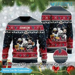 Customized Texans Ugly Christmas Sweater Mickey Goofy Donald Houston Texans Gift