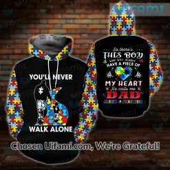 Dad Autism Hoodie 3D You’ll Never Walk Alone Great Father’s Day Gift