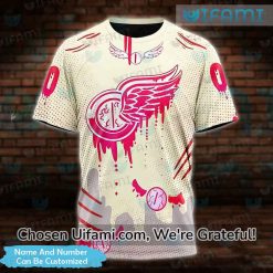 Custom Vintage Red Wings T-Shirt 3D USA Flag Camo Detroit Red Wings Gift