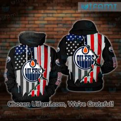 Edmonton Oilers Hoodie Youth 3D Inexpensive USA Flag Gift