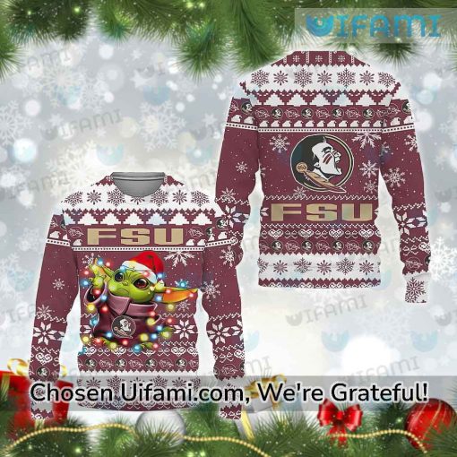 FSU Christmas Sweater Surprising Baby Yoda Florida State Seminoles Gift