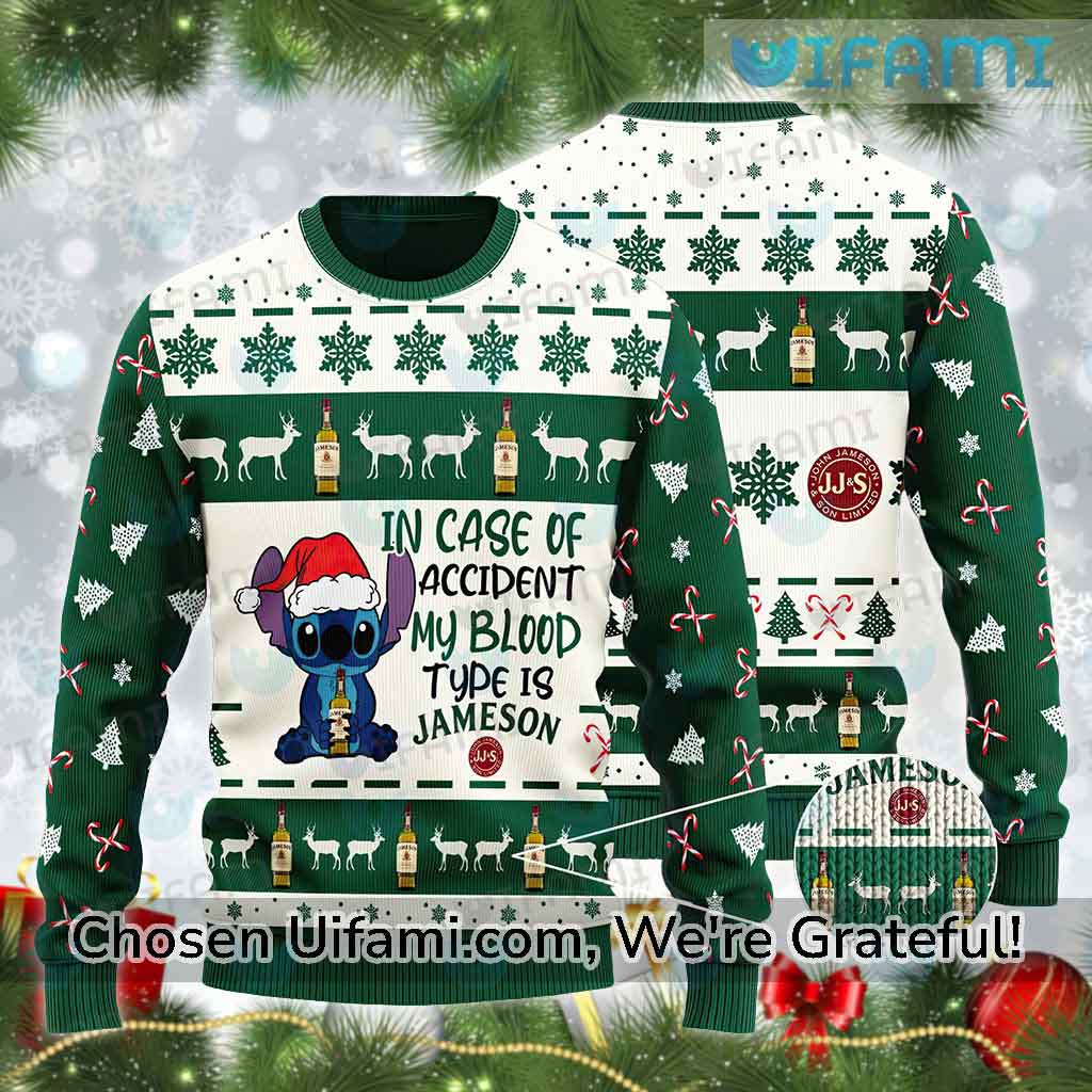 Jameson Ugly Christmas Sweater Spirited Stitch My Blood Type Jameson Gift