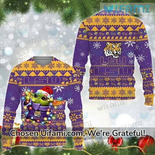 LSU Ugly Sweater Perfect Baby Yoda LSU Christmas Gift