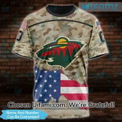 MN Wild Reverse Retro Shirt 3D Awe inspiring Custom USA Flag Camo Gift Best selling