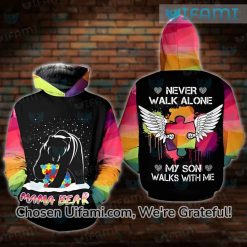 Mama Bear Hoodie 3D Never Walk Alone Autism Mothers Day Gift Ideas