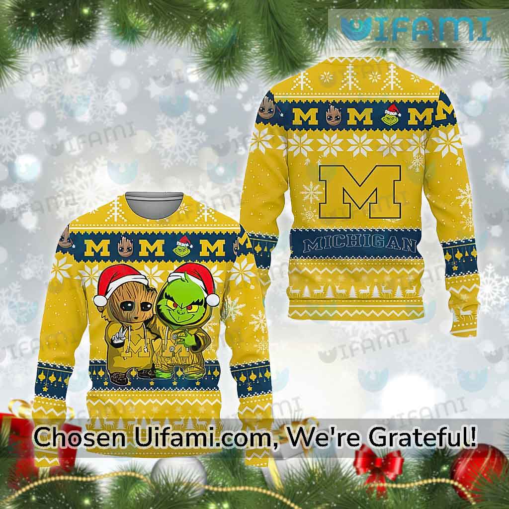 Michigan Wolverines Ugly Christmas Sweater Baby Groot Grinch Wolverines Gift