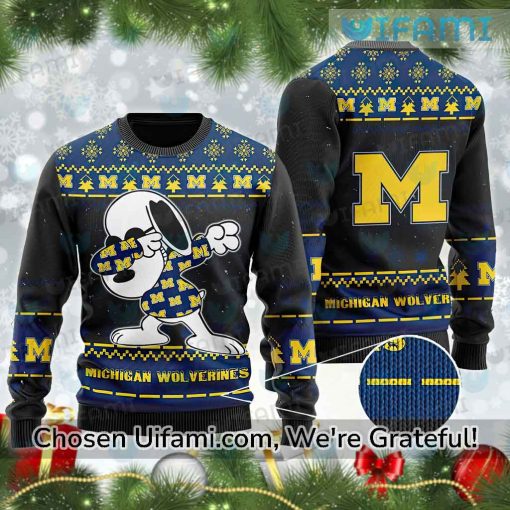 Michigan Womens Sweater Cheerful Snoopy Michigan Wolverines Football Gifts