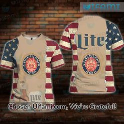 Miller Beer Shirt 3D Perfect USA Flag Miller Lite Gift Ideas