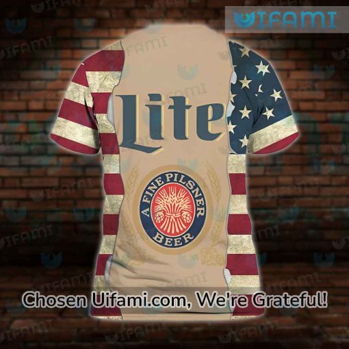 Miller Beer Shirt 3D Perfect USA Flag Miller Lite Gift Ideas