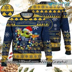 Milwaukee Brewers Sweater Fascinating Baby Yoda Brewers Gift