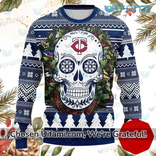 Minnesota Twins Ugly Sweater Beautiful Sugar Skull MN Twins Gift