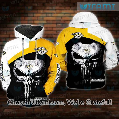 Nashville Predators Mens Hoodie 3D Worthwhile Punisher Skull Gift