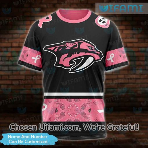 Nashville Predators Womens Shirt 3D Custom Breast Cancer Gift