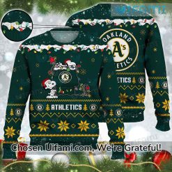 Oakland AS Christmas Sweater Beautiful Snoopy Oakland Athletics Gift Best selling