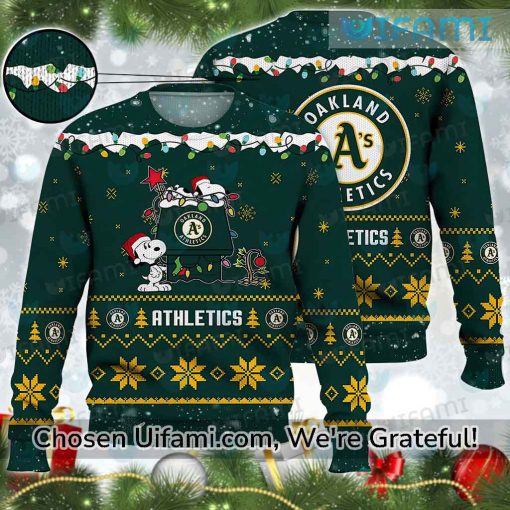 Oakland A’S Christmas Sweater Beautiful Snoopy Oakland Athletics Gift