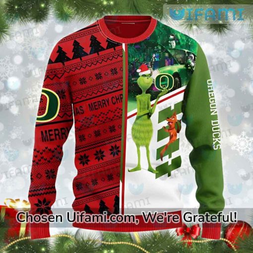 Oregon Ducks Christmas Sweater Exciting Grinch Max Gifts For Oregon Ducks Fans