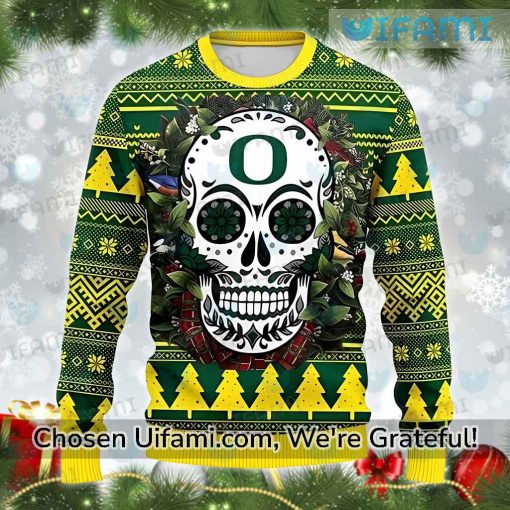 Oregon Ugly Sweater Brilliant Sugar Skull Oregon Ducks Football Gifts