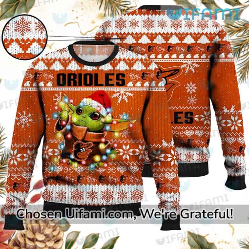 Orioles Sweater Unforgettable Baby Yoda Baltimore Orioles Christmas Gifts