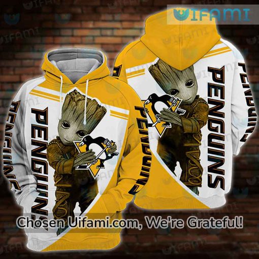 Penguins Jersey Hoodie 3D Baby Groot Pittsburgh Penguins Gift