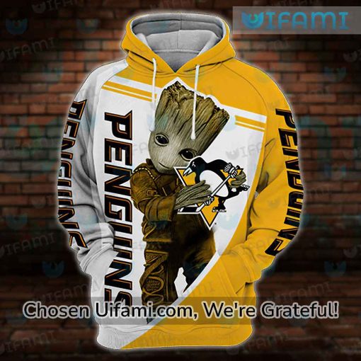 Penguins Jersey Hoodie 3D Baby Groot Pittsburgh Penguins Gift