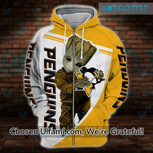 Penguins Jersey Hoodie 3D Baby Groot Pittsburgh Penguins Gift