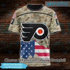 Personalized Flyers Camo Shirt 3D USA Flag Philadelphia Flyers Gift