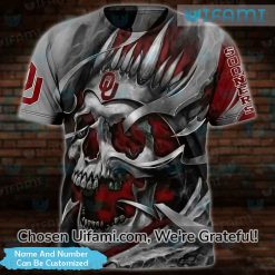 Personalized Mens OU Shirt 3D Magnificent Skull Oklahoma Sooners Gift Best selling