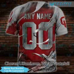 Personalized Mens OU Shirt 3D Magnificent Skull Oklahoma Sooners Gift