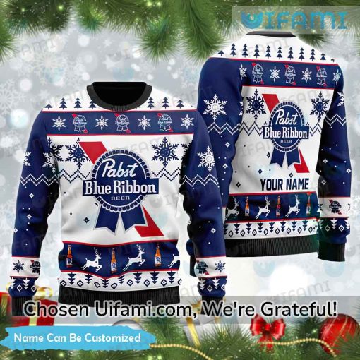 Personalized PBR Ugly Sweater Discount Pabst Blue Ribbon Gift