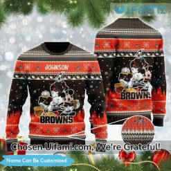 Personalized Vintage Browns Sweater Mickey Goofy Donald Cleveland Browns Gift