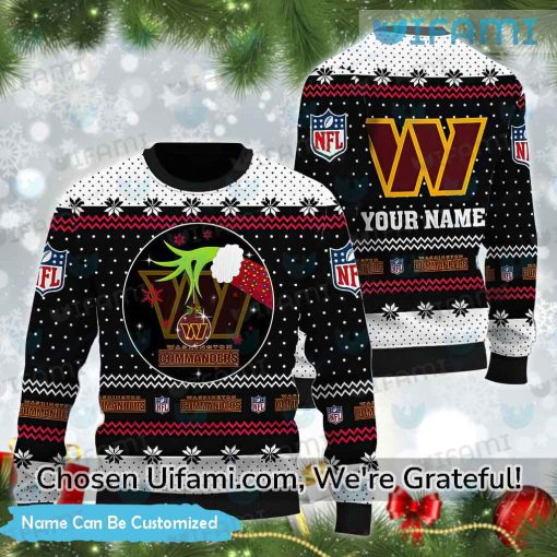 Personalized Washington Commanders Ugly Christmas Sweater Grinch Commanders Gift