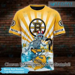 Personalized Womens Boston Bruins Shirt 3D Skeleton Bruins Gift