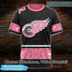 Personalized Womens Detroit Red Wings Shirt 3D Breast Cancer Red Wings Gift Best selling