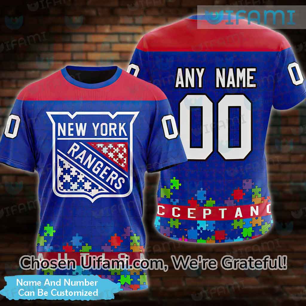 Personalized Womens NY Rangers Shirt 3D Autism Gift - Personalized Gifts:  Family, Sports, Occasions, Trending