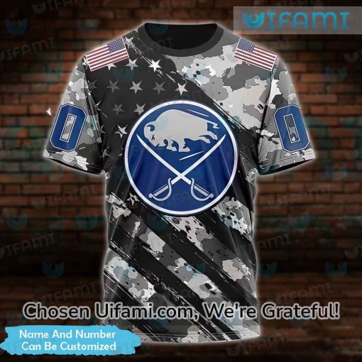 Personalized Womens Sabres Shirt 3D USA Flag Camo Buffalo Sabres Gift