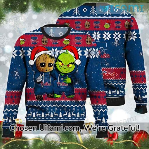 Phillies Christmas Sweater Baby Groot Grinch Unique Phillies Gifts