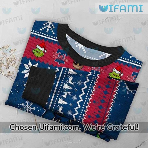 Phillies Christmas Sweater Baby Groot Grinch Unique Phillies Gifts