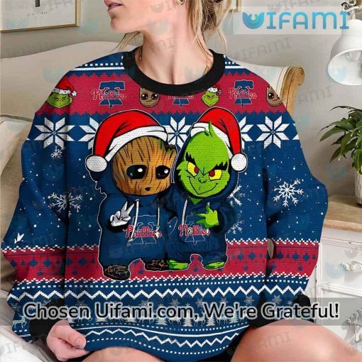 Phillies Christmas Sweater Baby Groot Grinch Unique Phillies Gifts