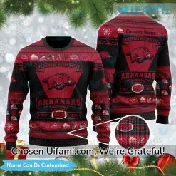 Razorback Ugly Christmas Sweater Personalized Arkansas Razorbacks Gift