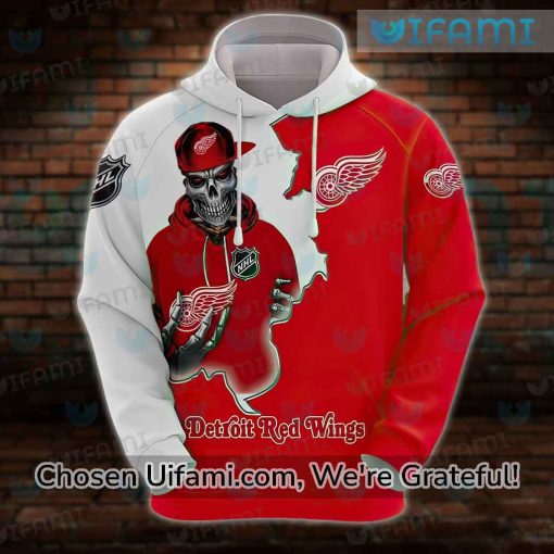 Red Wings Zip Up Hoodie 3D Terrific Skeleton Gift