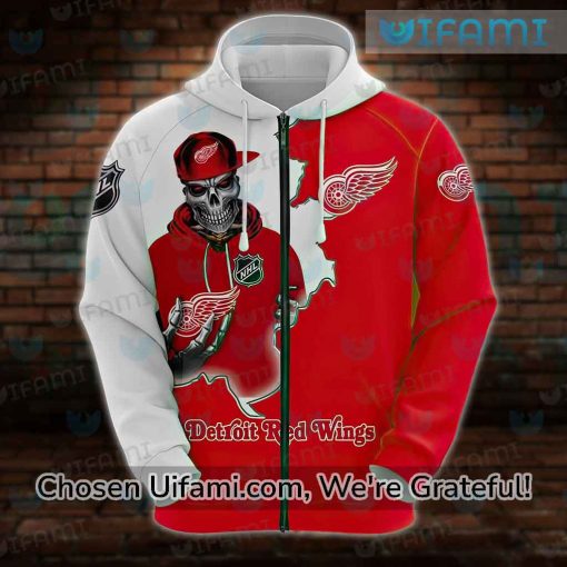 Red Wings Zip Up Hoodie 3D Terrific Skeleton Gift