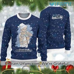 Retro Seahawks Sweater Colorful Santa Claus Seattle Seahawks Gift