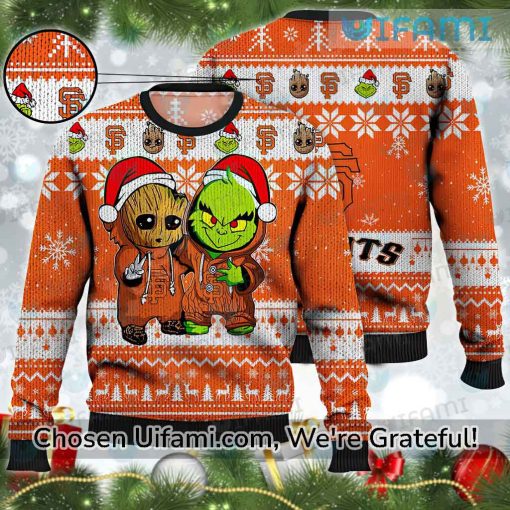 SF Giants Christmas Sweater Baby Groot Grinch Gift For San Francisco Giants Fans